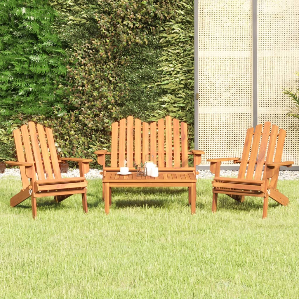 3 Piece Adirondack Garden Lounge Set Solid Wood Acacia