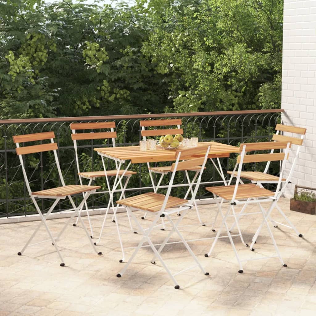 5 Piece Folding Bistro Set Solid Wood Acacia And Steel