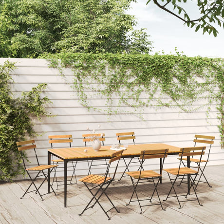 Folding Garden Chairs 6 Pcs Steel And Solid Wood Acacia