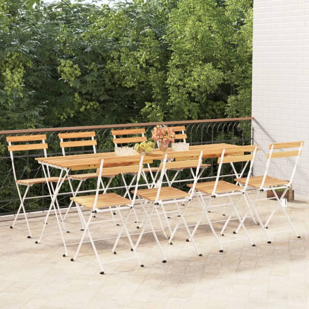 Folding Garden Chairs 6 Pcs Steel And Solid Wood Acacia