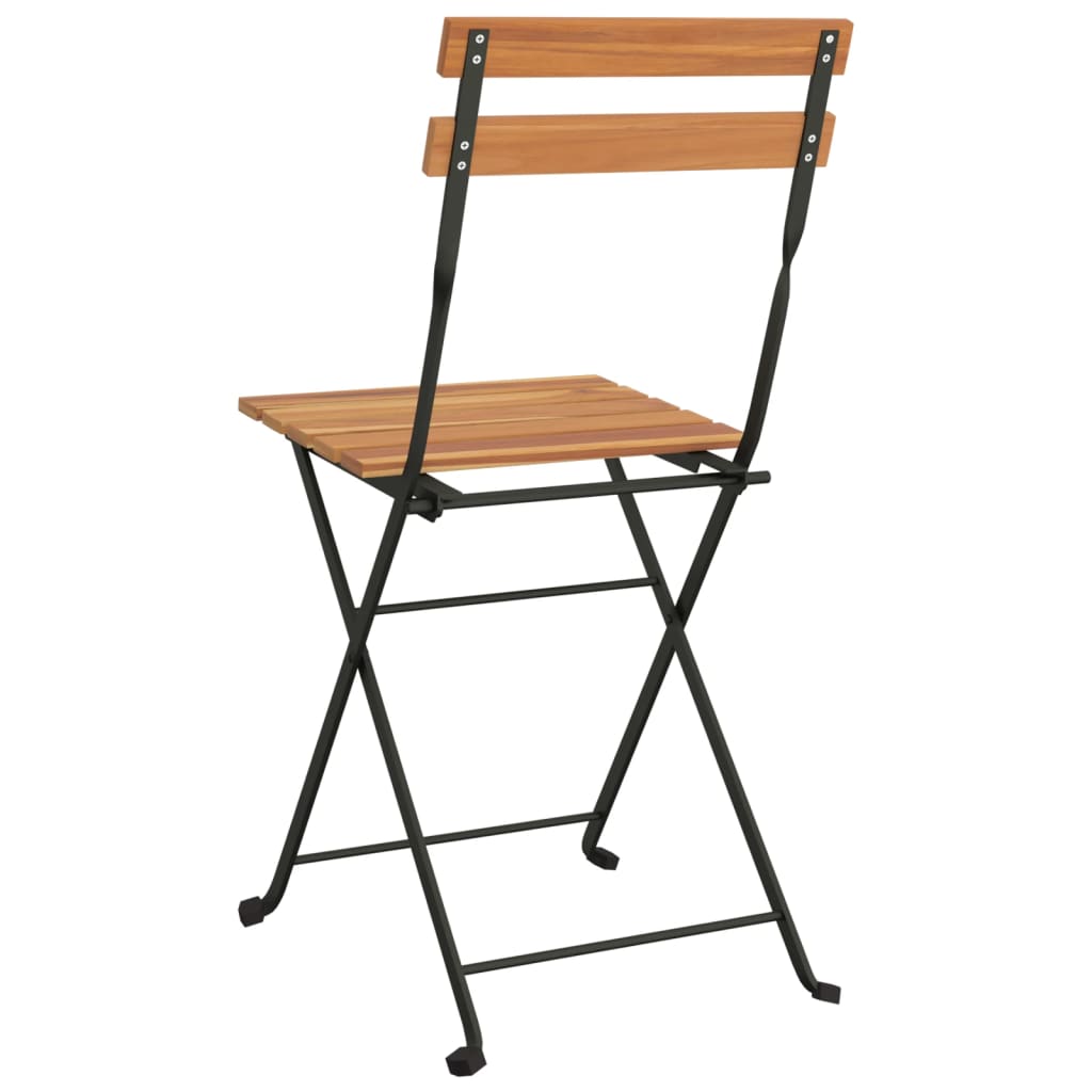 Folding Bistro Chairs 8 Pcs Solid Wood Teak And Steel