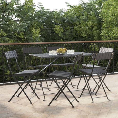 Folding Bistro Chairs 8 Pcs Poly Rattan And Steel