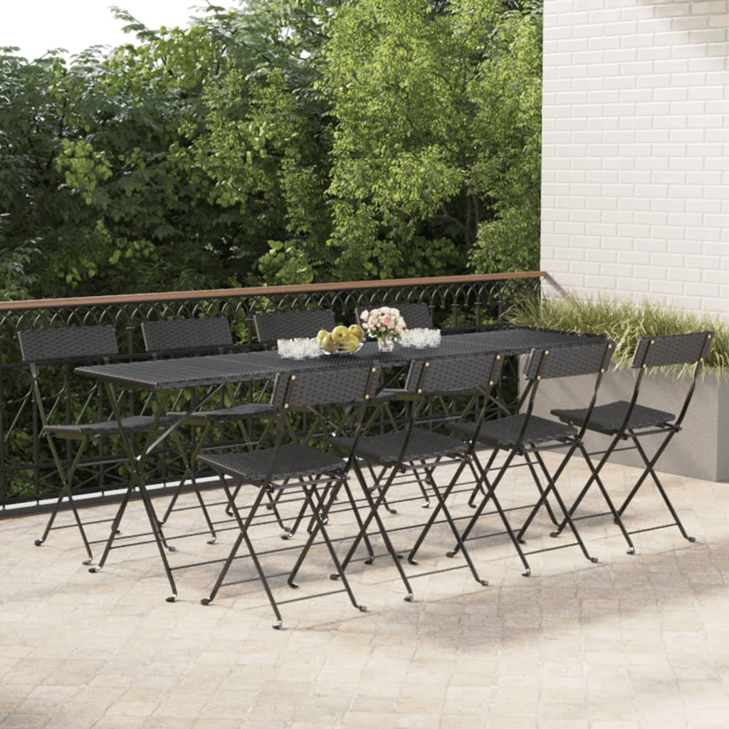 Folding Bistro Chairs 8 Pcs Poly Rattan And Steel