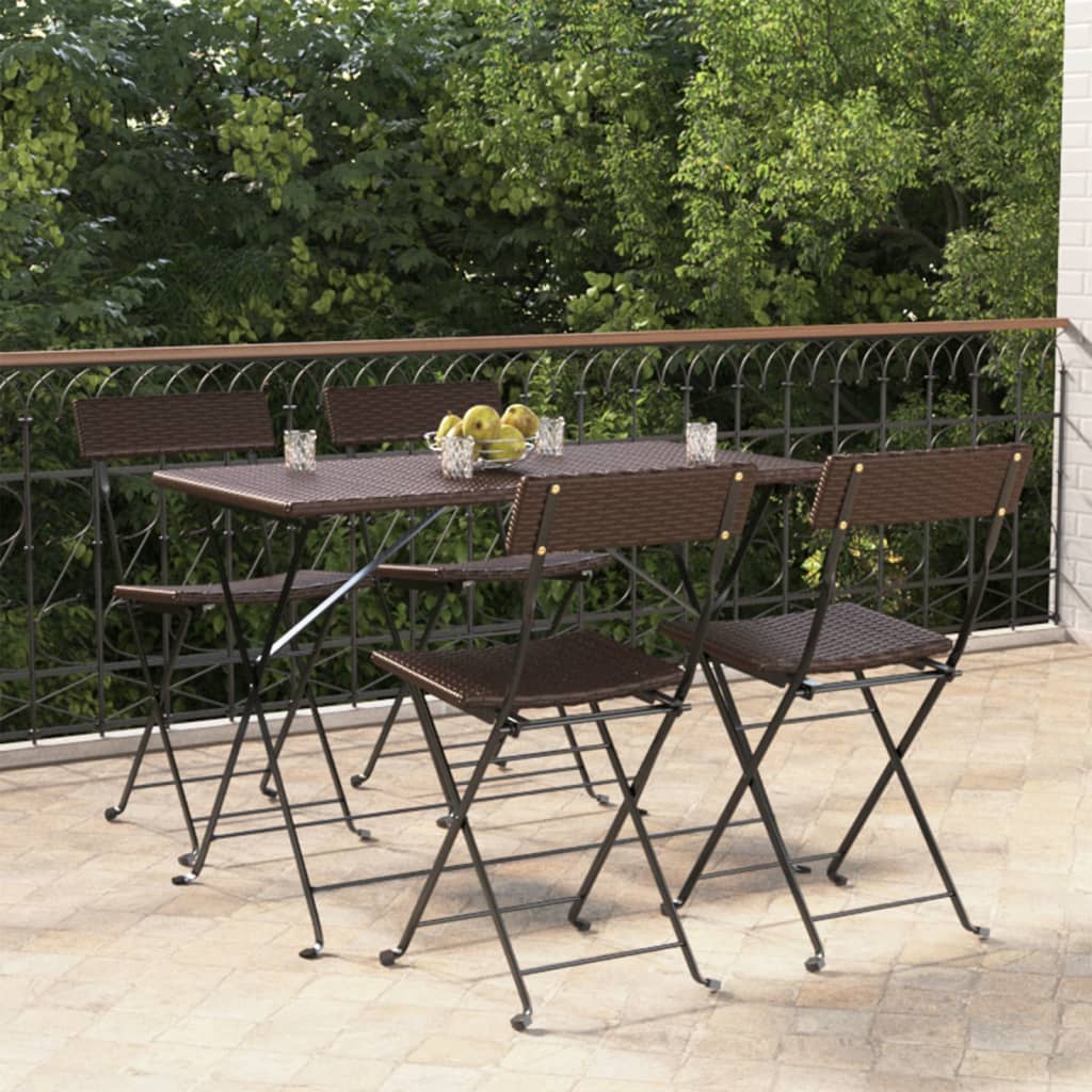 Folding Bistro Chairs 8 Pcs Poly Rattan And Steel