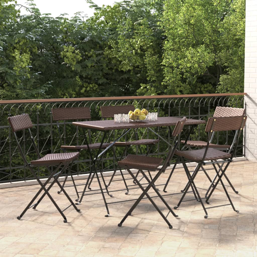 Folding Bistro Chairs 8 Pcs Poly Rattan And Steel