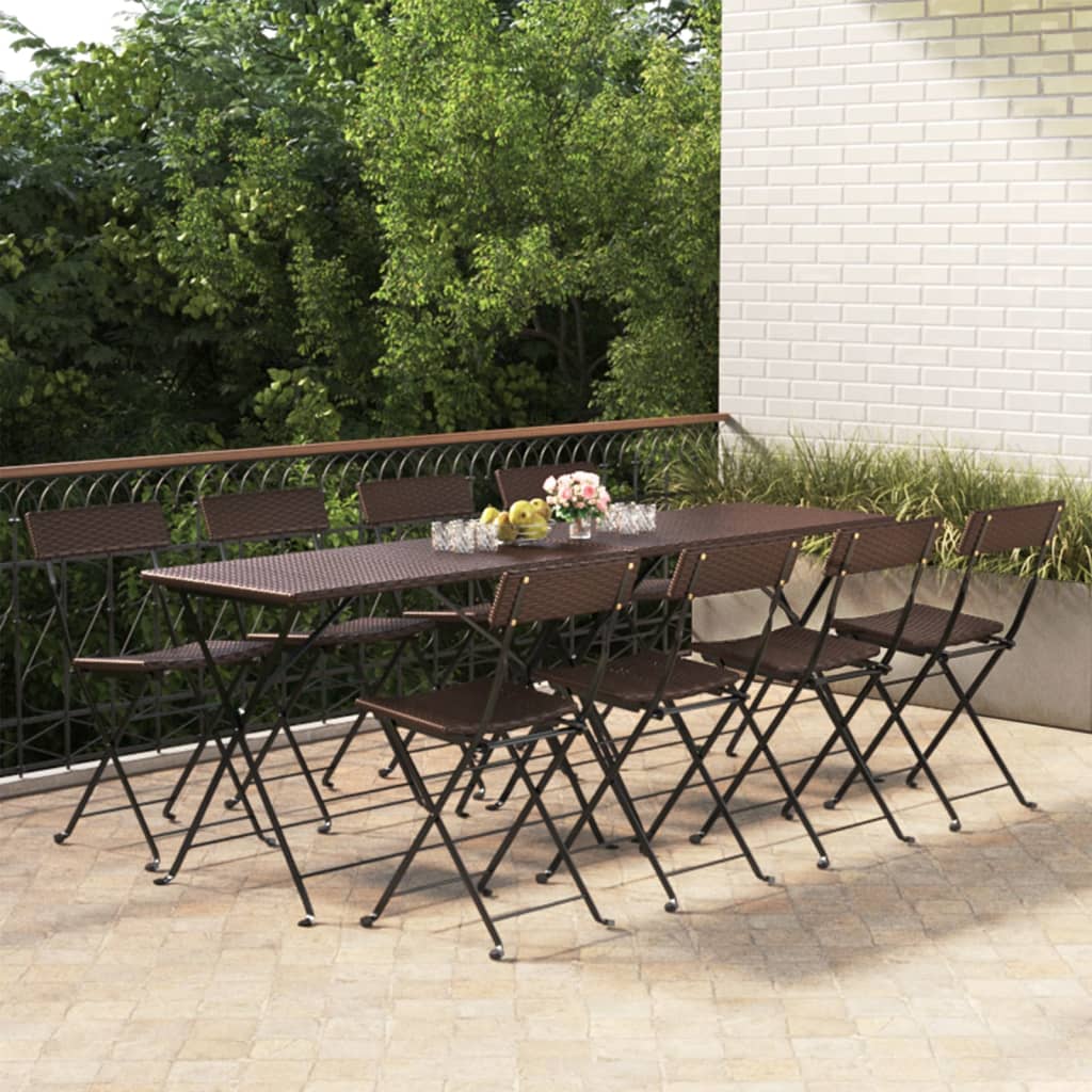 Folding Bistro Chairs 8 Pcs Poly Rattan And Steel