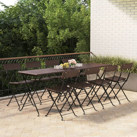 Folding Bistro Chairs 8 Pcs Poly Rattan And Steel