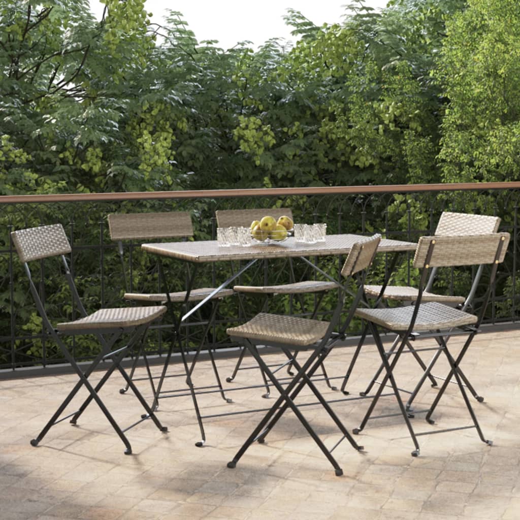 Folding Bistro Chairs 8 Pcs Poly Rattan And Steel