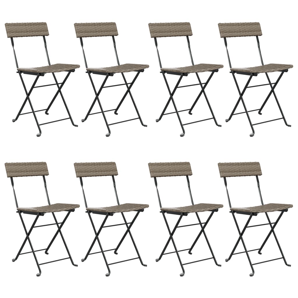 Folding Bistro Chairs 8 Pcs Poly Rattan And Steel