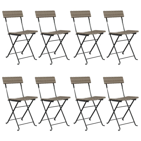Folding Bistro Chairs 8 Pcs Poly Rattan And Steel