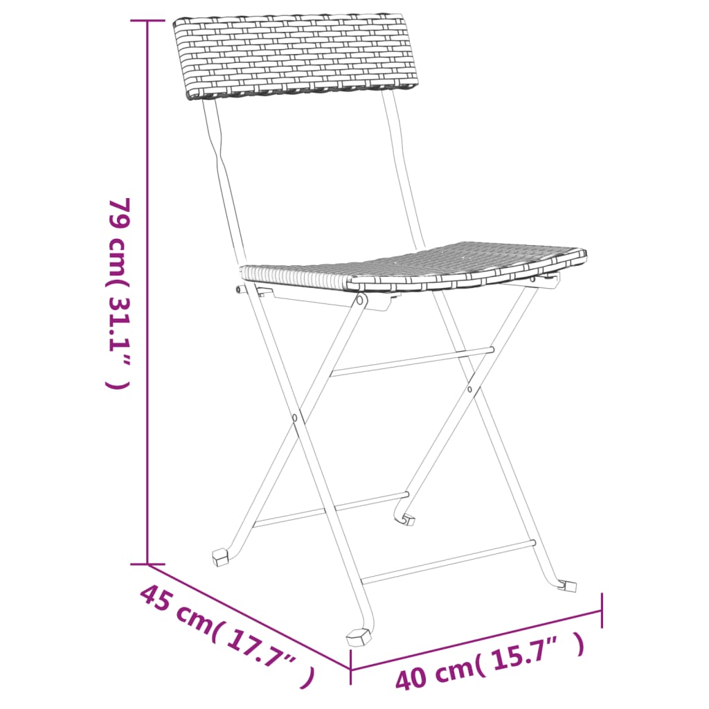 Folding Bistro Chairs 8 Pcs Poly Rattan And Steel