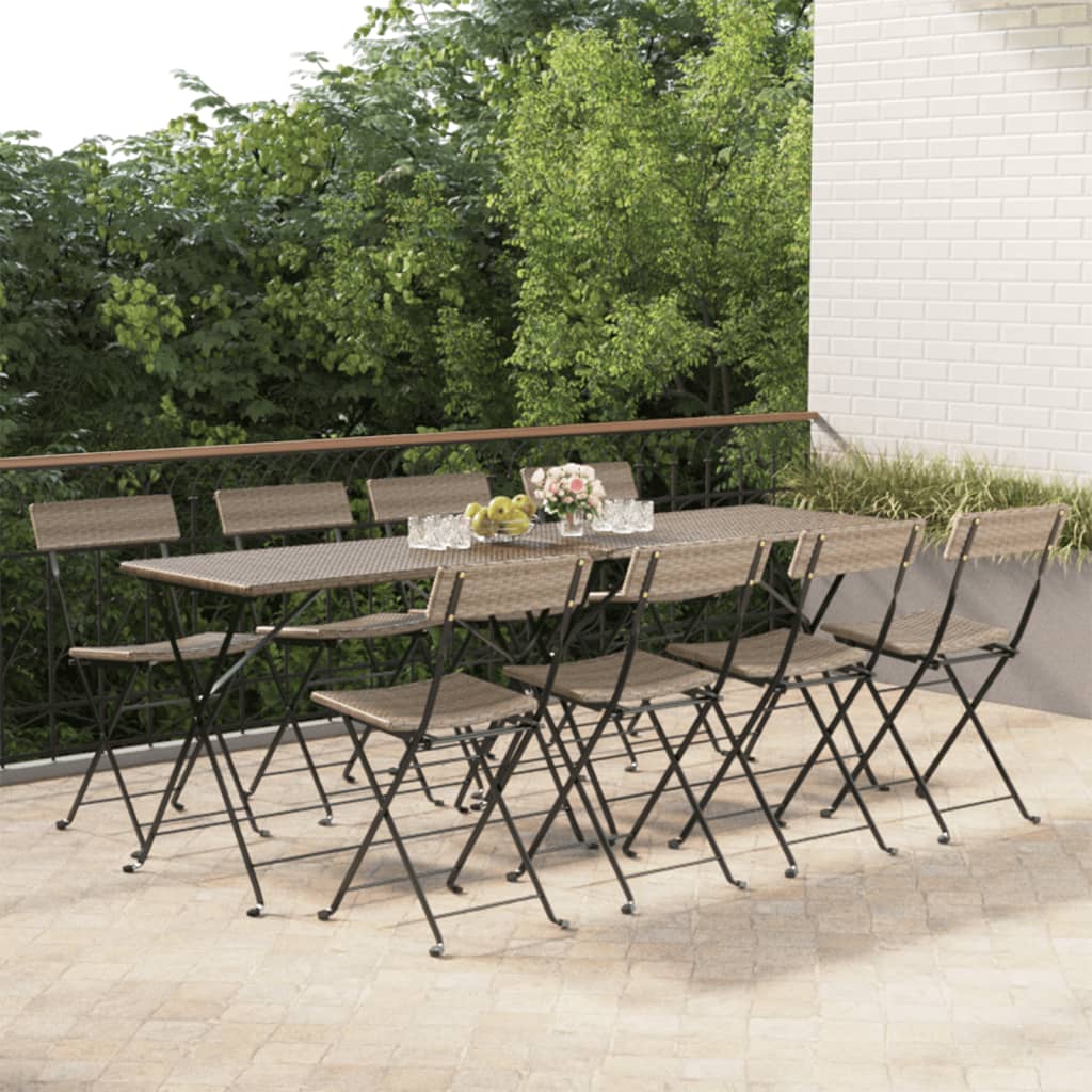 Folding Bistro Chairs 8 Pcs Poly Rattan And Steel