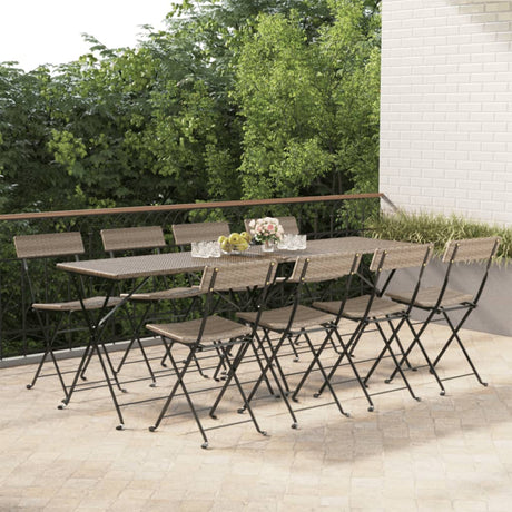 Folding Bistro Chairs 8 Pcs Poly Rattan And Steel