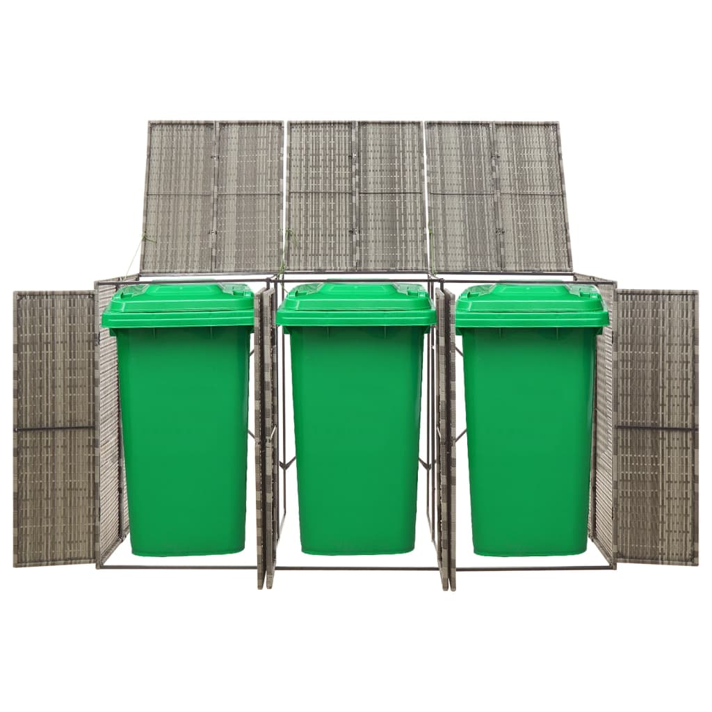 Triple Wheelie Bin Shed 207X80X117 Cm Poly Rattan