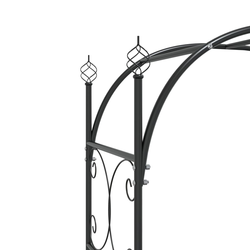 Garden Arch With Gate Black 108X45X235 Cm Steel