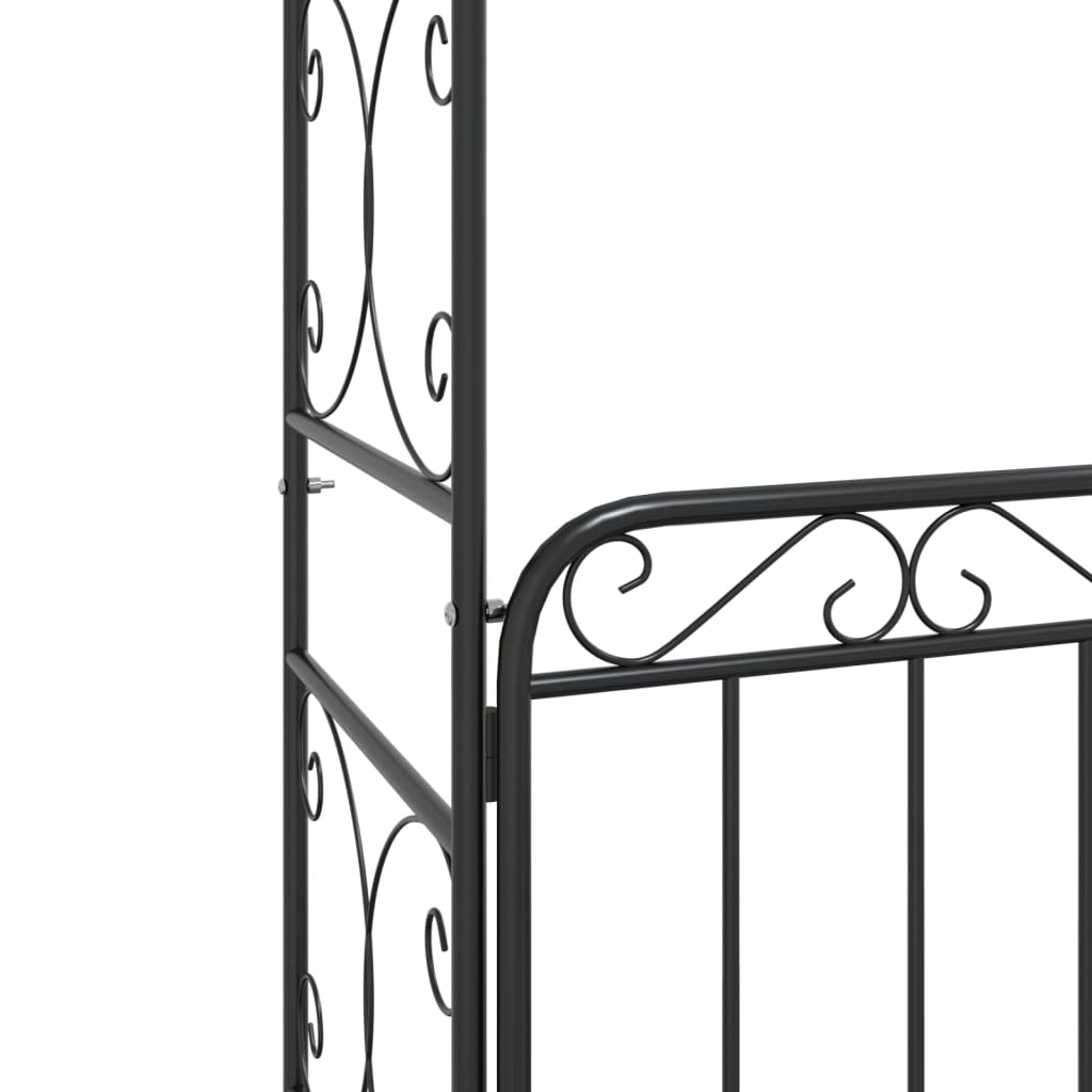 Garden Arch With Gate Black 108X45X235 Cm Steel