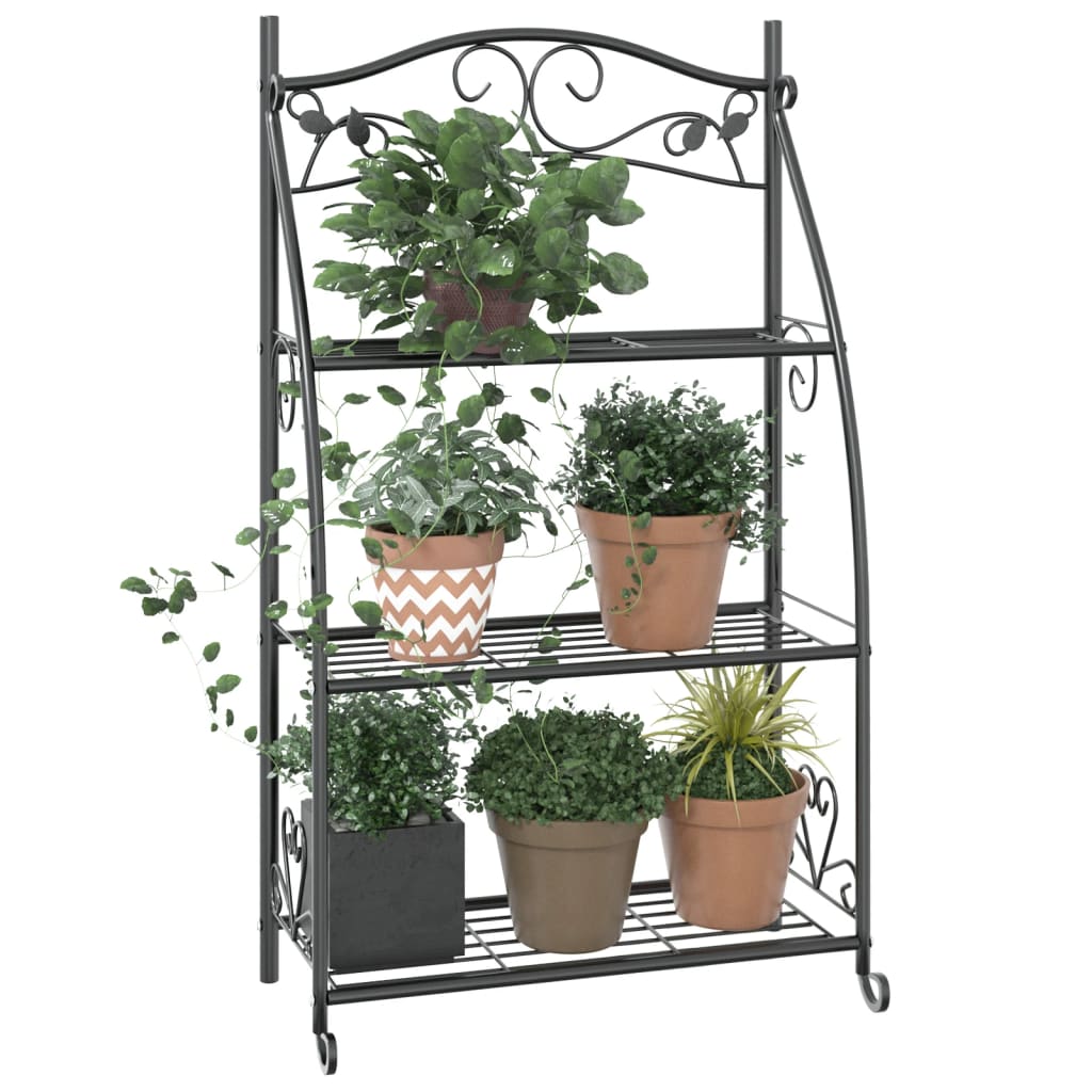 Flower Rack Black 56X30X96 Cm Steel