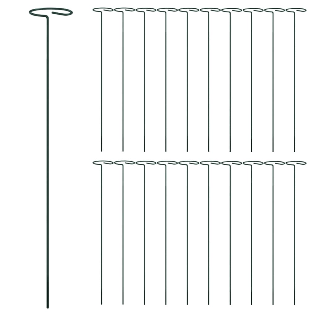 Garden Plant Stakes 20 Pcs Dark Green Steel