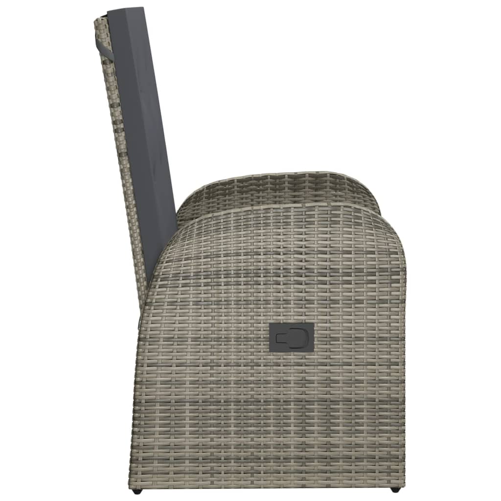 Reclining Garden Chairs With Cushions 2 Pcs Grey Poly Rattan