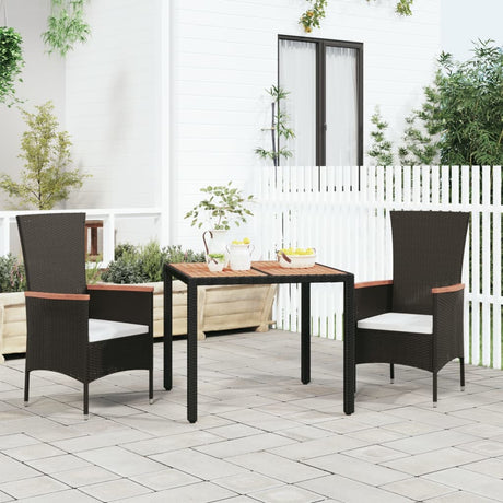 Garden Table With Wooden Top Poly Rattan&Solid Wood Acacia