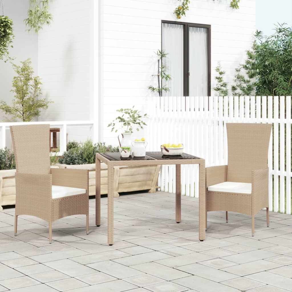 Garden Table With Wooden Top Poly Rattan&Solid Wood Acacia