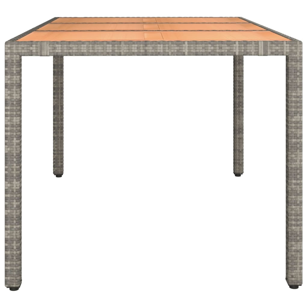 Garden Table With Wooden Top Poly Rattan&Solid Wood Acacia