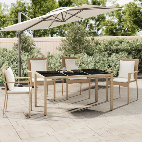Garden Table With Wooden Top Poly Rattan&Solid Wood Acacia