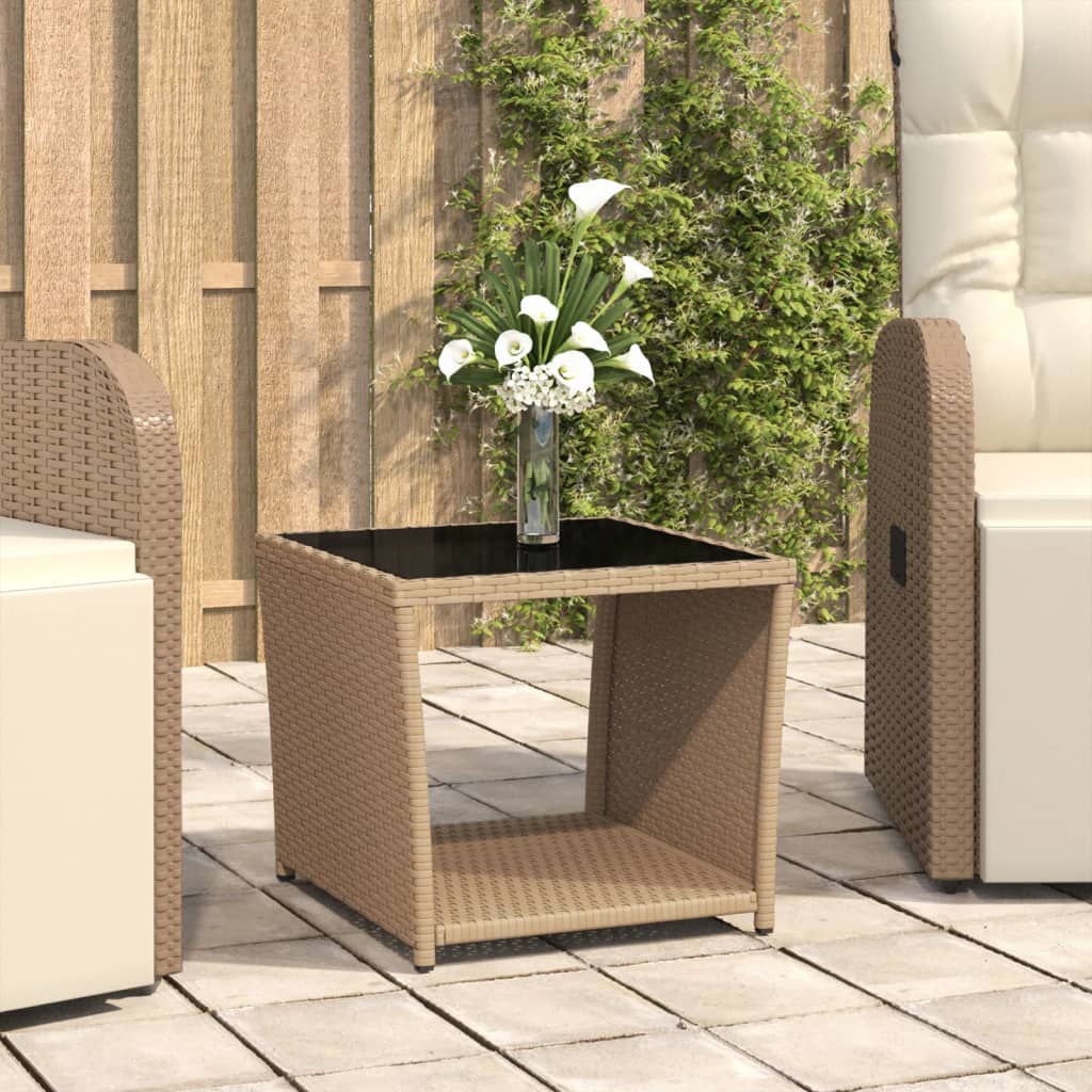 Tea Table With Top Poly Rattan&Tempered