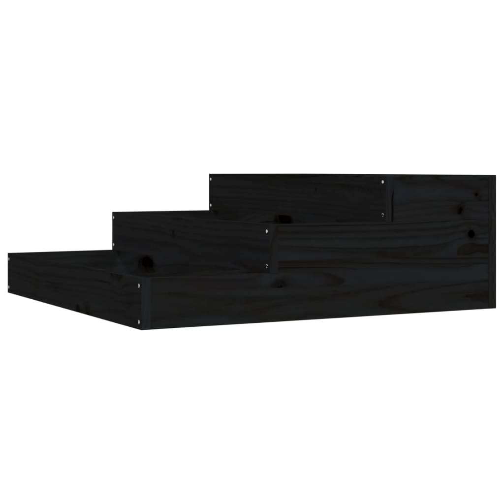 Planter Black Solid Wood Pine