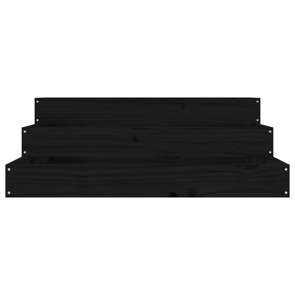 Planter Black Solid Wood Pine