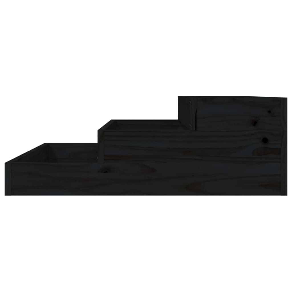 Planter Black Solid Wood Pine