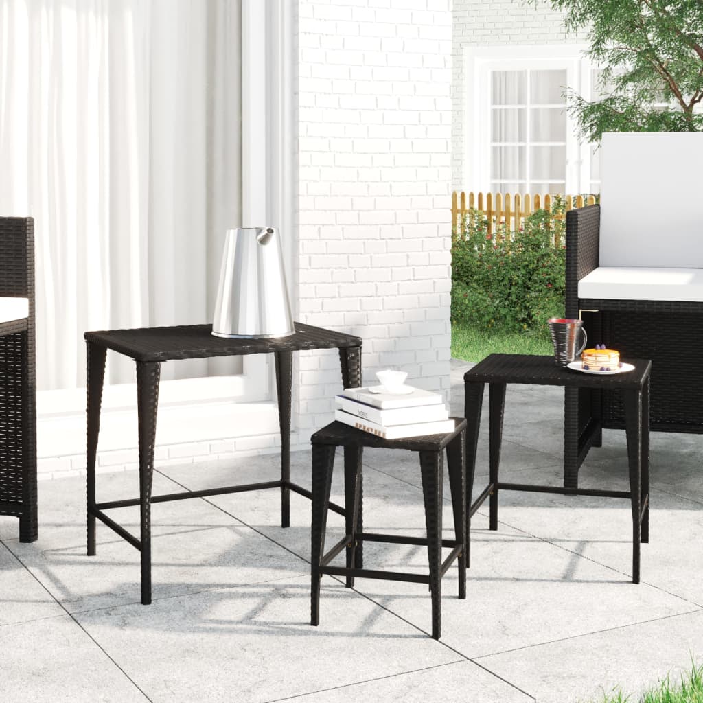 Nesting Tables 3 Pcs Poly Rattan