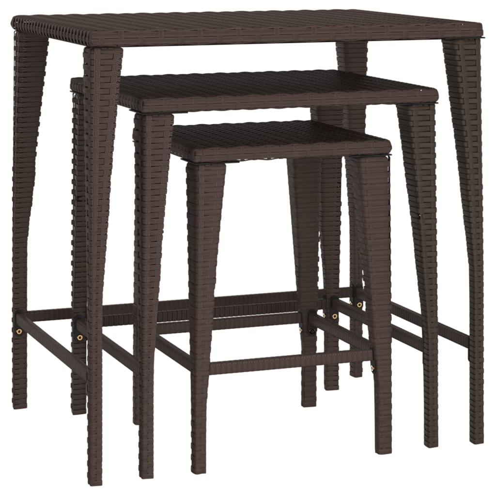 Nesting Tables 3 Pcs Poly Rattan