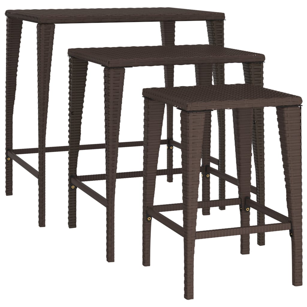 Nesting Tables 3 Pcs Poly Rattan