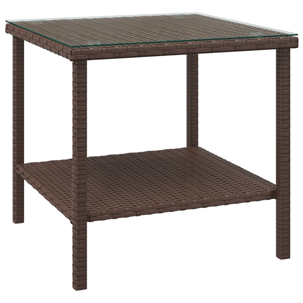Side Table 45X45X45 Cm Poly Rattan And Tempered Glass