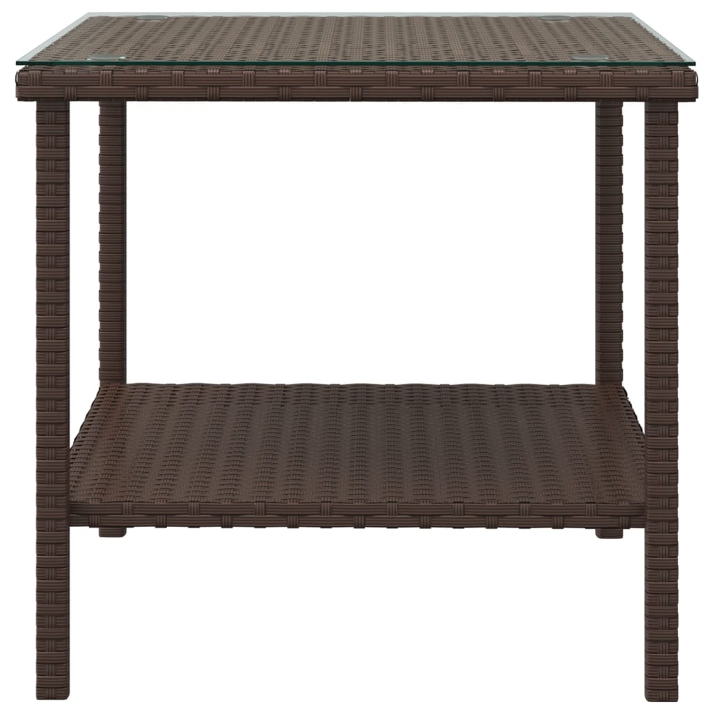 Side Table 45X45X45 Cm Poly Rattan And Tempered Glass