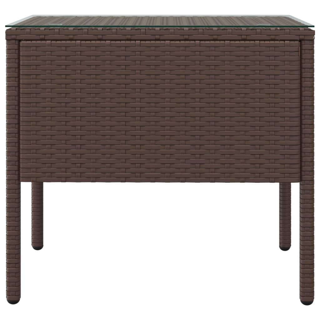 Side Table 53X37X48 Cm Poly Rattan And Tempered Glass