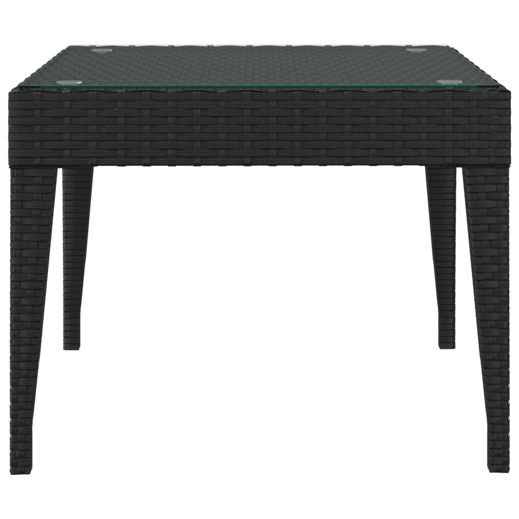 Side Table 50X50X38 Cm Poly Rattan And Tempered Glass