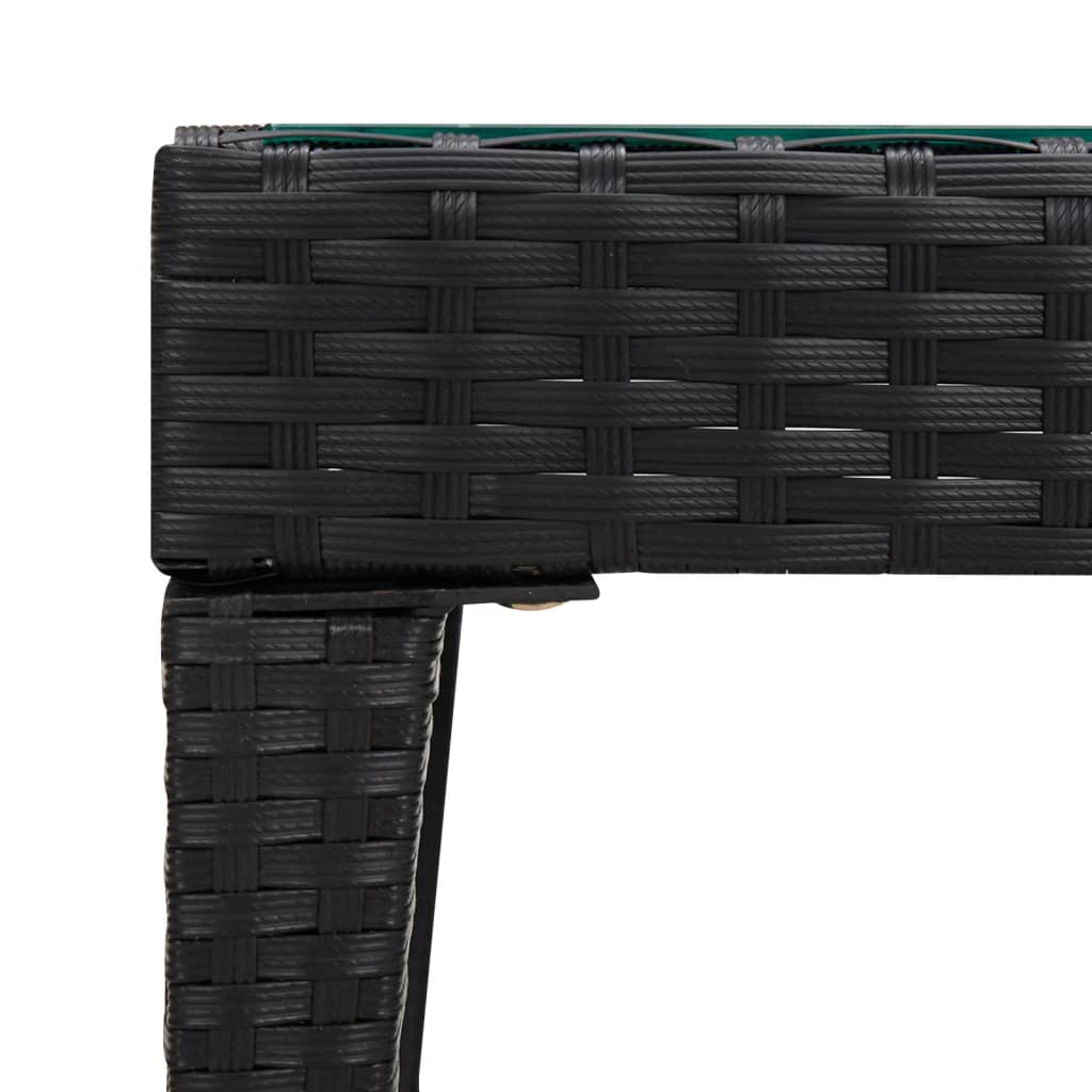 Side Table 50X50X38 Cm Poly Rattan And Tempered Glass