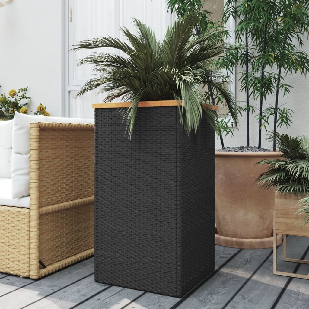 Planter Black Poly Rattan