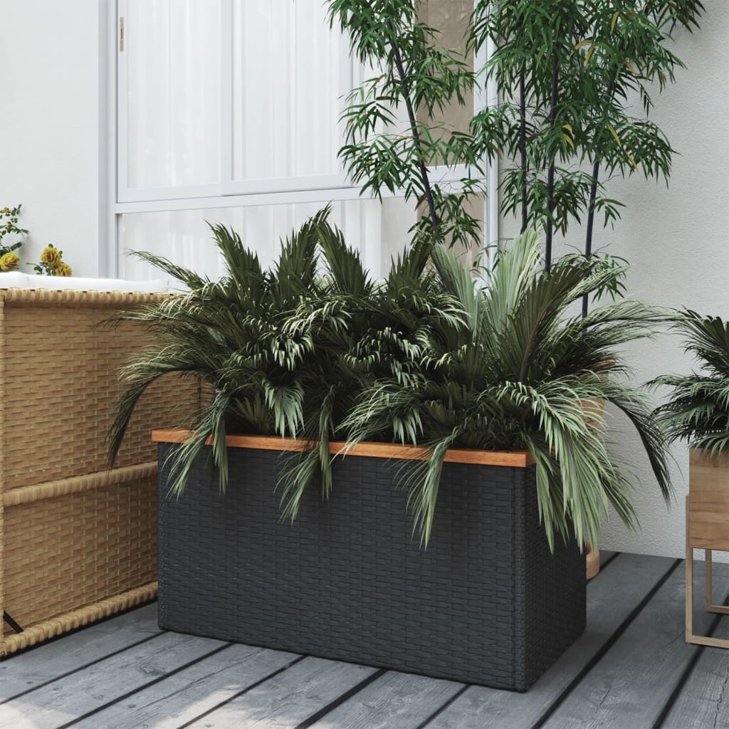 Planter Black Poly Rattan