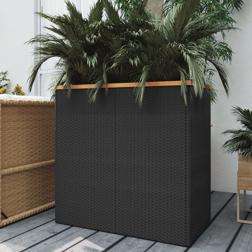 Planter Black Poly Rattan