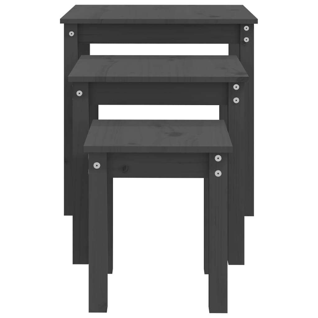 Nesting Tables 3 Pcs Solid Wood Pine