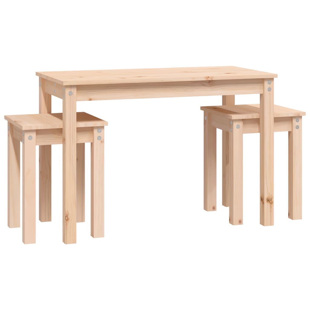 Nesting Tables 3 Pcs Solid Wood Pine