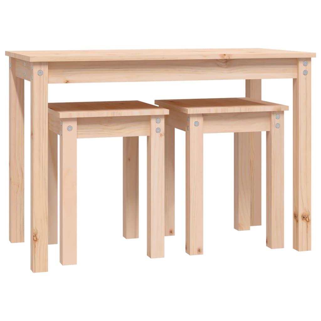 Nesting Tables 3 Pcs Solid Wood Pine