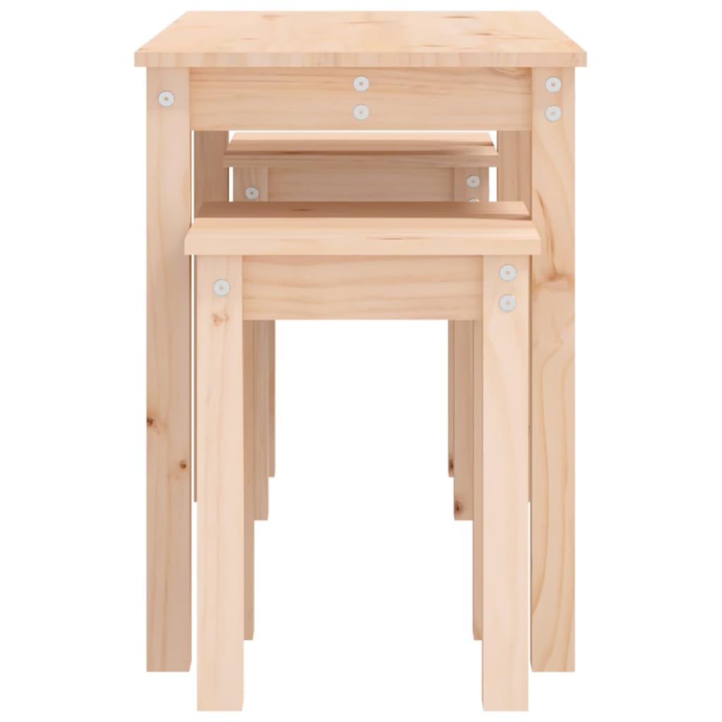 Nesting Tables 3 Pcs Solid Wood Pine