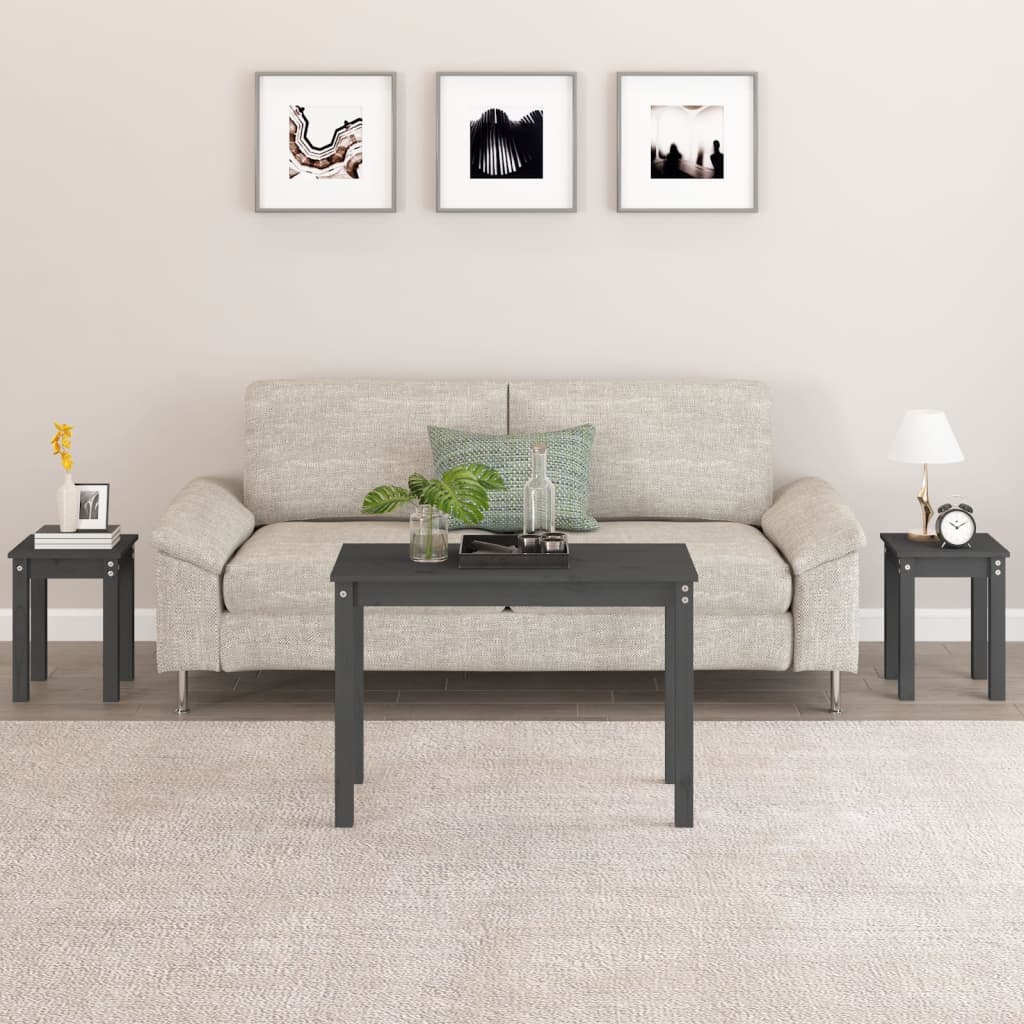 Nesting Tables 3 Pcs Solid Wood Pine