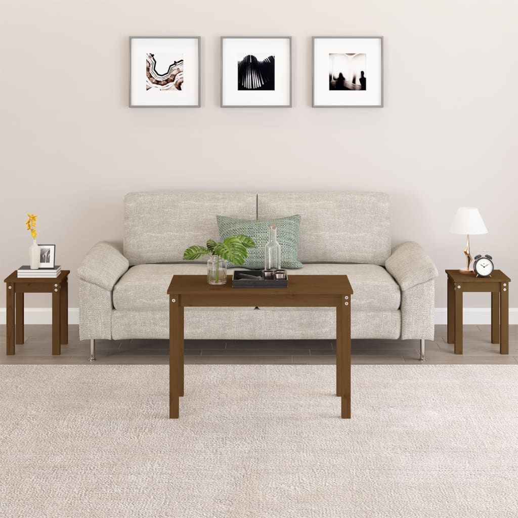 Nesting Tables 3 Pcs Solid Wood Pine