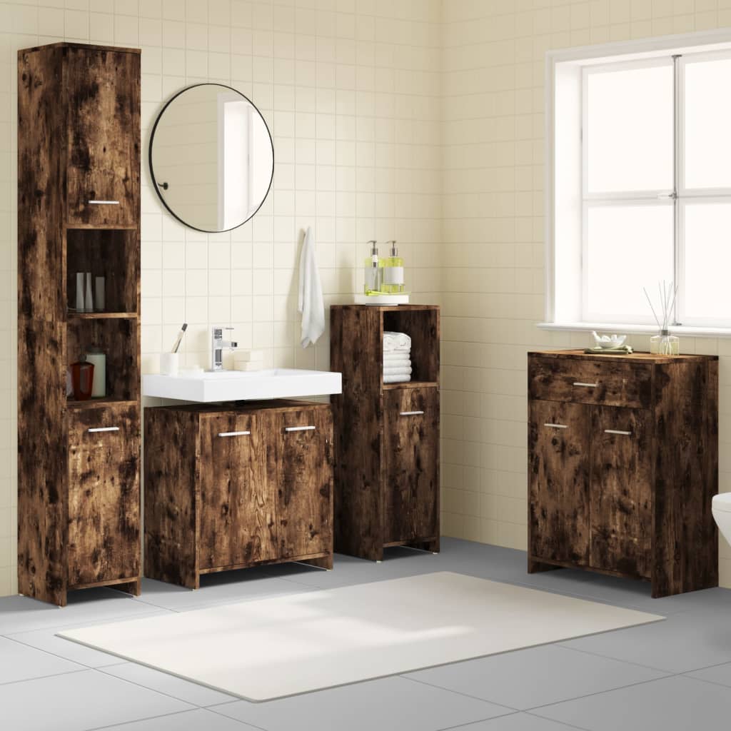 4 Piece Bathroom Furniture Set Engineered Wood
