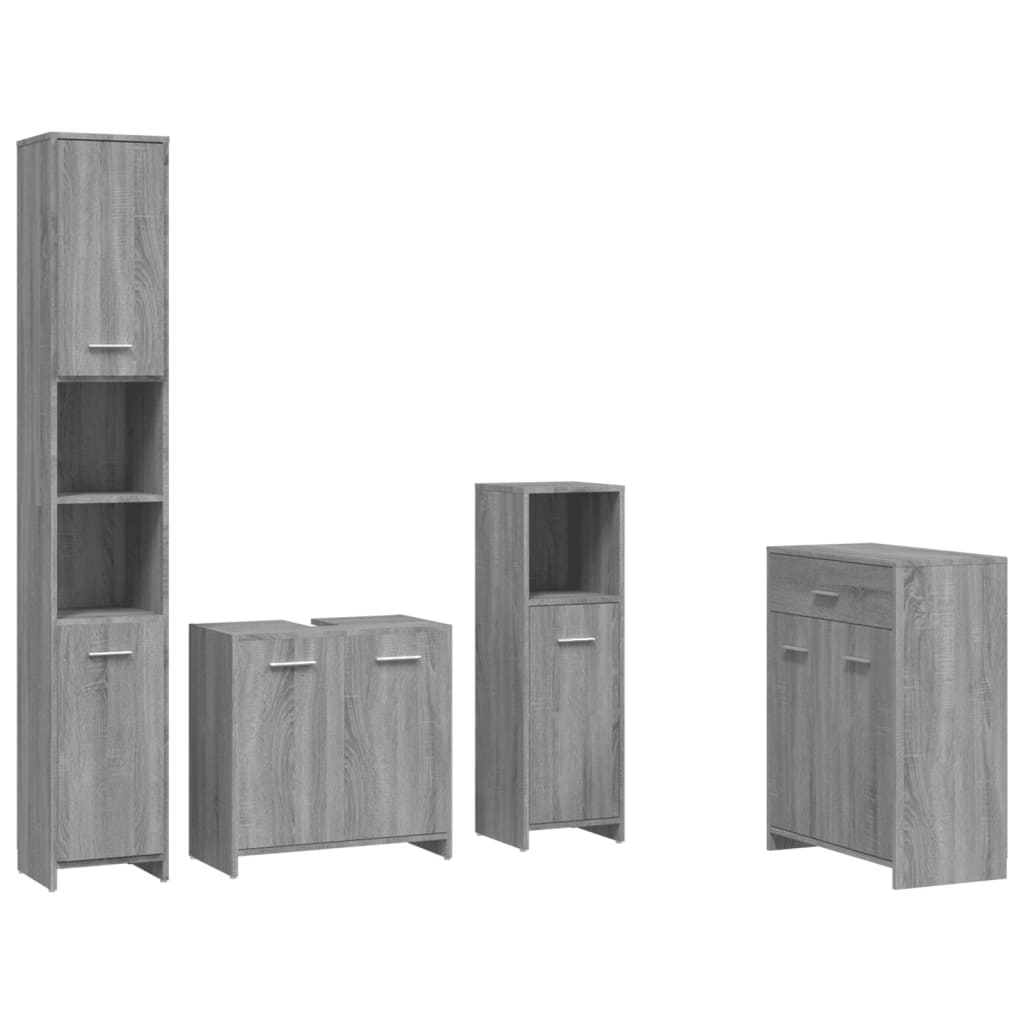4 Piece Bathroom Furniture Set Engineered Wood